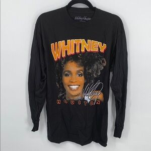 Whitney Houston Black Graphic Long Sleeve Top NWOT Size Small/Medium